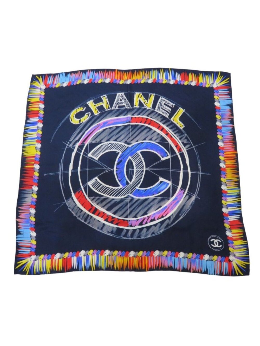 Chanel Scarf Silk Scarves Blue